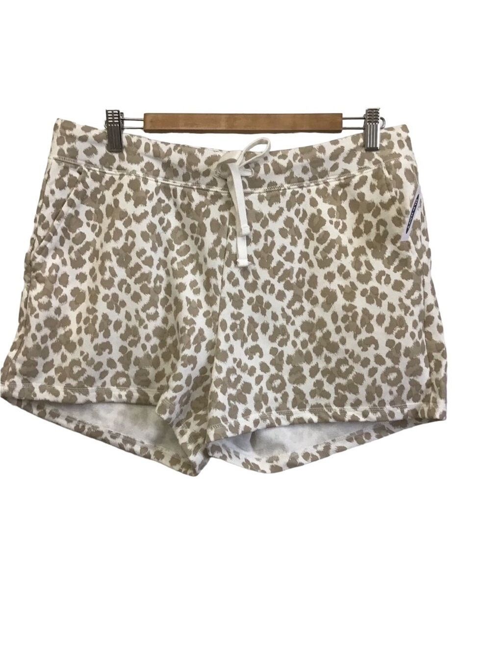 Leopard OLD Navy mini shorts animal prints ecru white tan beige cotton blend L